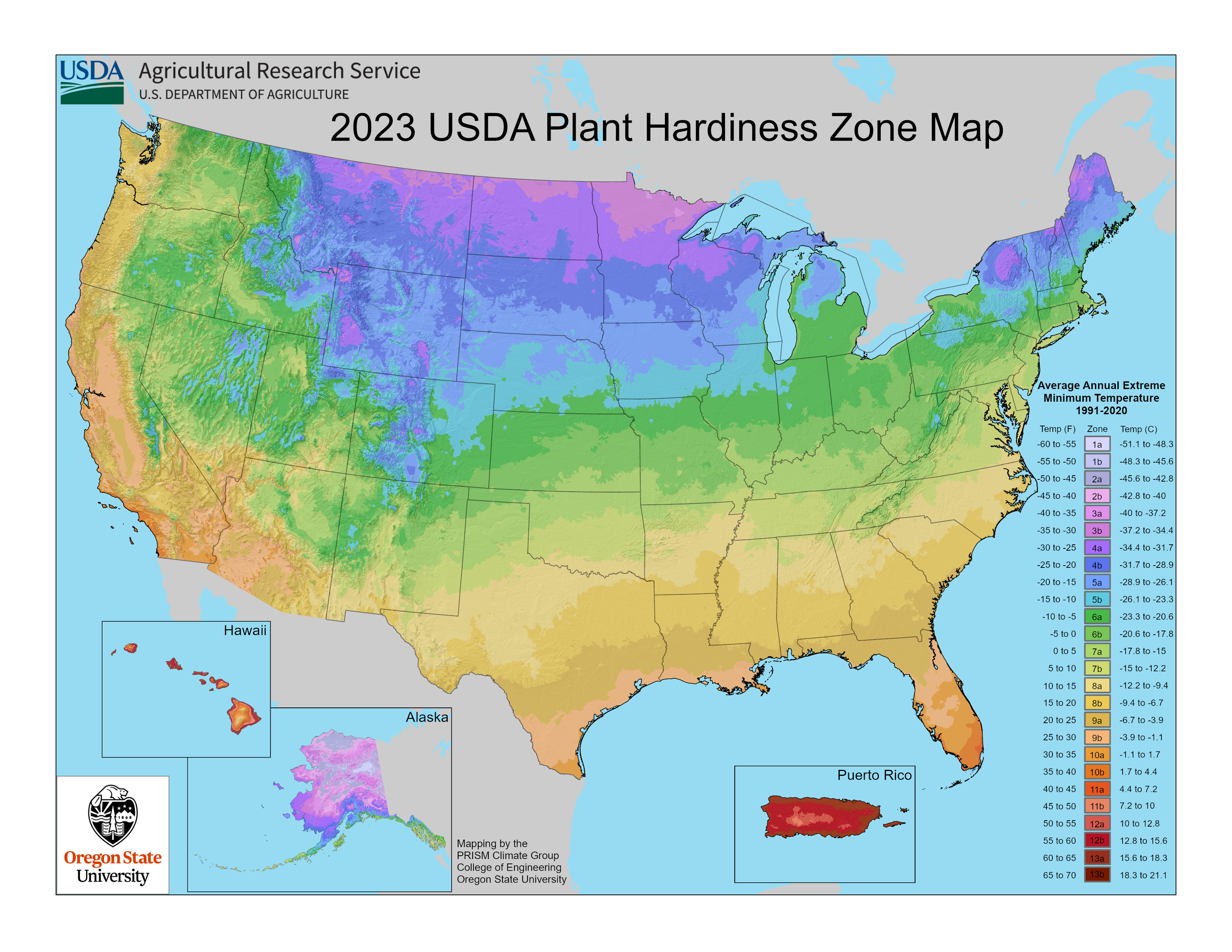 2023 Plant Hardiness Zone Map